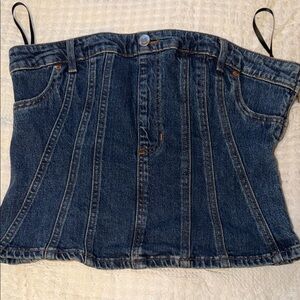 H&M Dark Blue Denim Corset Camisole